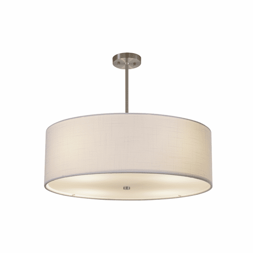 Textile Collection Classic 24" Drum Pendant - Brushed Nickel - FAB-9592-WHTE-NCKL