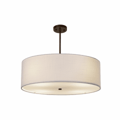 Textile Collection Classic 24" Drum Pendant - Dark Bronze - FAB-9592-WHTE-DBRZ