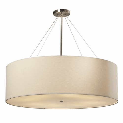 Textile Collection Classic 36" Drum Pendant - Brushed Nickel - FAB-9594-CREM-NCKL