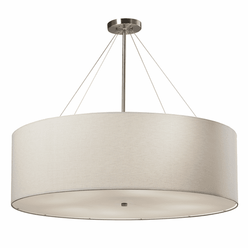 Textile Collection Classic 36" Drum Pendant - Brushed Nickel - FAB-9594-WHTE-NCKL