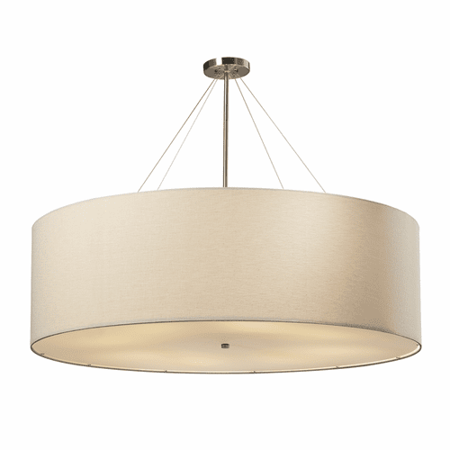 Textile Collection Classic 48" Drum Pendant - Brushed Nickel - FAB-9597-CREM-NCKL