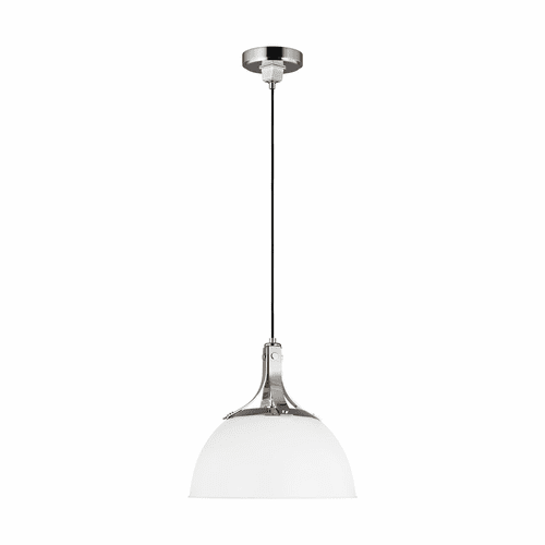 TOB Thomas O'Brien Logan 1-LT Pendant - Polished Nickel/Matte White - TP1061PN/MWT