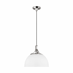 TOB Thomas O'Brien Logan 1-LT Pendant - Polished Nickel/Matte White - TP1071PN/MWT
