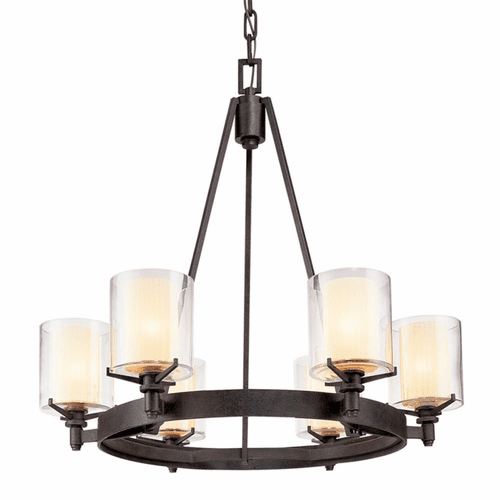 Troy Arcadia 6-LT Chandelier - French Iron - F1716FR