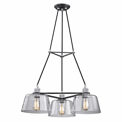 Troy Audiophile 3-LT Chandelier - Old Silver And Polished Alumin - F6153