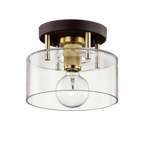 Troy Bergamot Station 1-LT Semi-Flush - Bronze And Brass - C7540