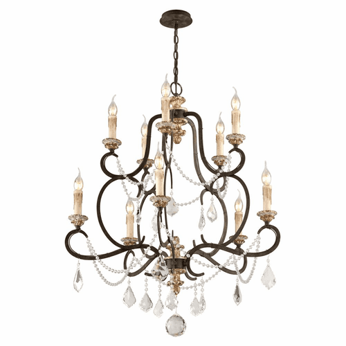 Troy Bordeaux 10-LT Medium Chandelier - Parisian Bronze - F3516