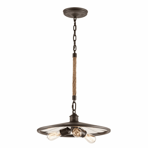 Troy Brooklyn 3-LT Small Pendant - Brooklyn Bronze - F3145