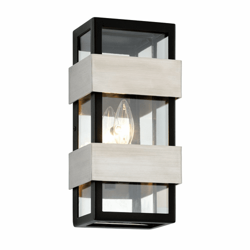 Troy Dana Point 1-LT Wall Light - Black With Brushed Stainless - B6521