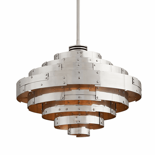 Troy Mitchel Field 1-LT Medium Pendant - Vintage Aluminum Parisian Leaf - F4724