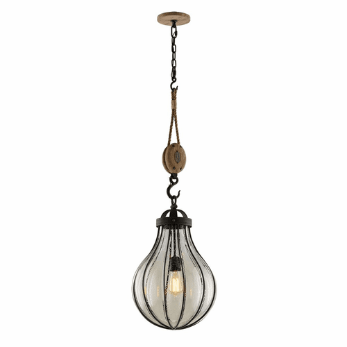 Troy Murphy 1-LT Medium Pendant - Vintage Iron With Rustic Wood - F4905