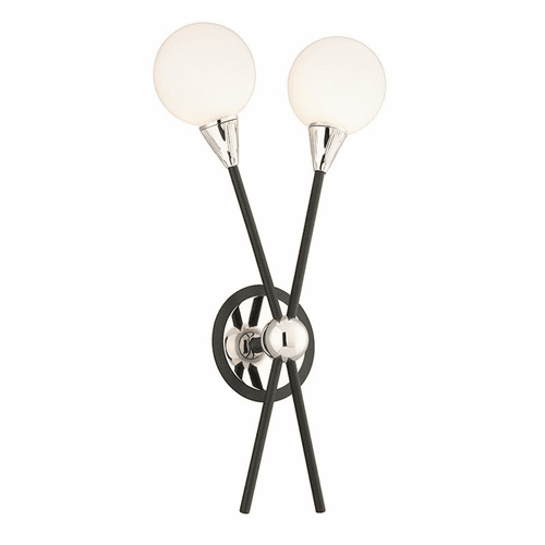 Troy Nebula 2-LT Wall Sconce - Carbide Black & Polished Nickel - B4282