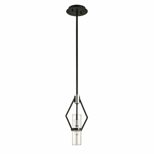 Troy Raef 1-LT Mini Pendant - Textured Black & Polish Nickel - F6323