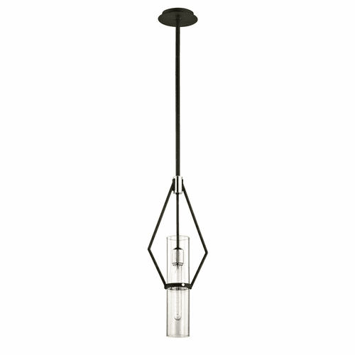 Troy Raef 1-LT Mini Pendant - Textured Black & Polish Nickel - F6324