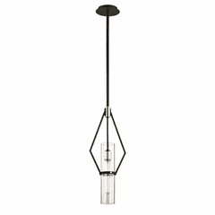 Troy Raef 1-LT Mini Pendant - Textured Black & Polish Nickel - F6324