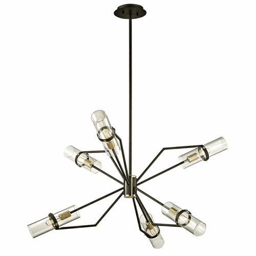 Troy Raef 6-LT Chandelier - Textured Bronze Brushed Brass - F6316
