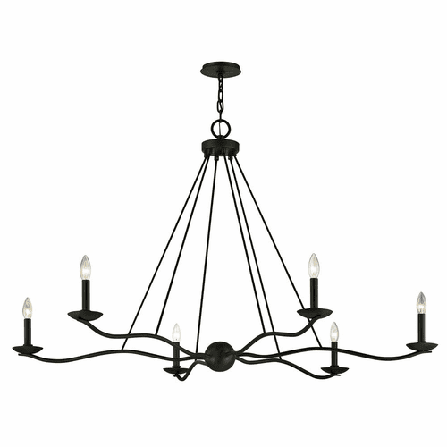 Troy Sawyer 6-LT Chandelier - Forged Iron - F6306