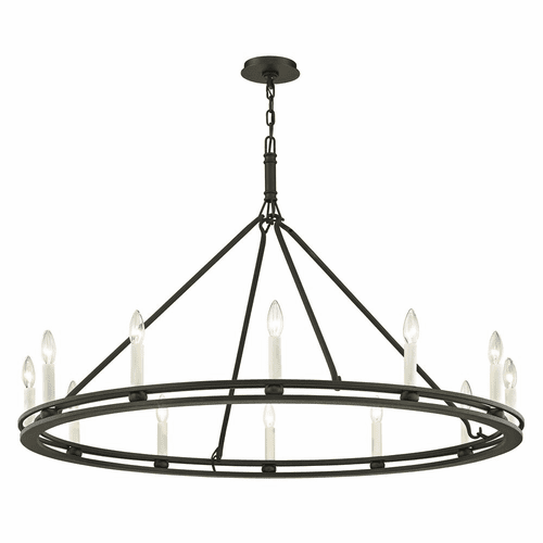 Troy Sutton 12-LT Chandelier - Textured Black - F6237