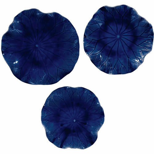 Uttermost Abella Blue Ceramic Wall Decor Set Of 3 - 04253