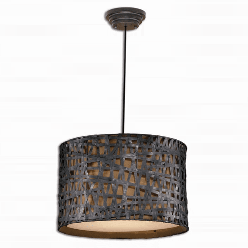 Uttermost Alita Aged Black Drum Pendant - 21104