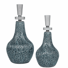 Uttermost Almera Dark Teal Bottles Set Of 2 - 17842