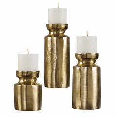 Uttermost Amina Antique Brass Candleholders Set Of 3 - 18958