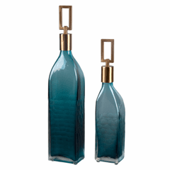 Uttermost Annabella Teal Glass Bottles Set Of 2 - 20076