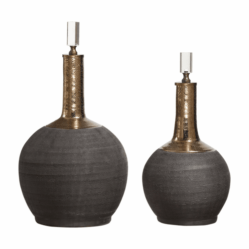 Uttermost Arnav Matte Black Bottles Set Of 2 - 18923