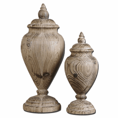 Uttermost Brisco Carved Wood Finials Set Of 2 - 19613