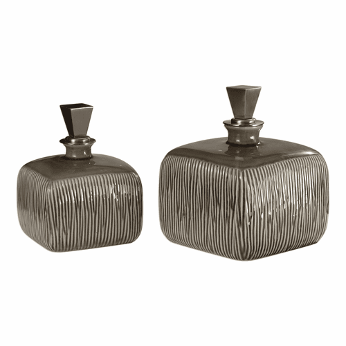 Uttermost Cayson Ribbed Ceramic Bottles Set Of 2 - 18938