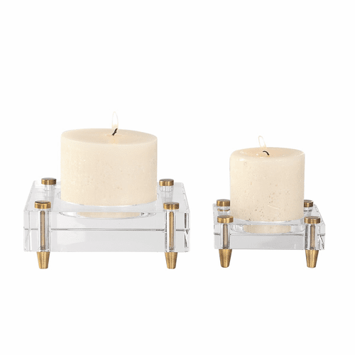 Uttermost Claire Crystal Block Candleholders Set Of 2 - 18643