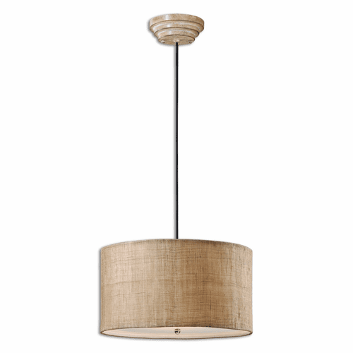 Uttermost Dafina 3-LT Burlap Drum Pendant - 21933