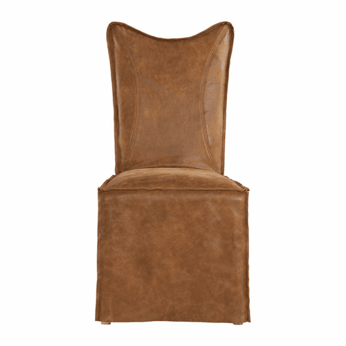 Uttermost Delroy Armless Chairs, Cognac, Set Of 2 - 23447-2