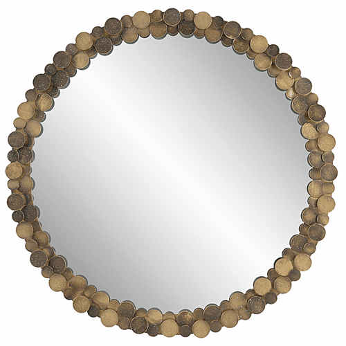 Uttermost Dinar Round Aged Gold Mirror - 09761