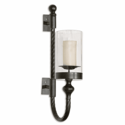 Uttermost Garvin Twist Metal Sconce With Candle - 19476