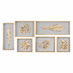 Uttermost Golden Leaves Shadow Box Set Of 6 - 04074