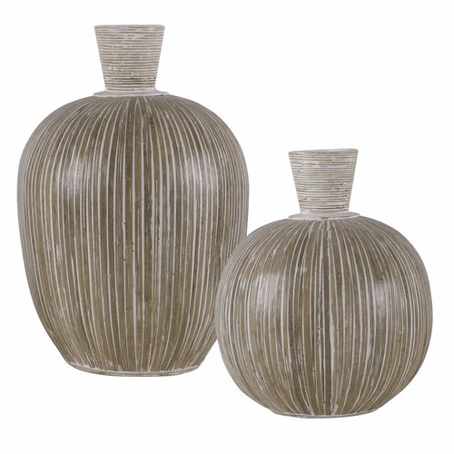 Uttermost Islander White Washed Vases Set Of 2 - 17990