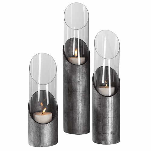 Uttermost Karter Iron & Glass Candleholders Set Of 3 - 17518