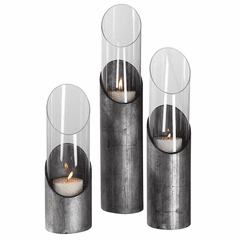 Uttermost Karter Iron & Glass Candleholders Set Of 3 - 17518
