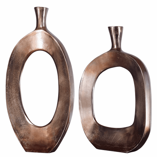 Uttermost Kyler Textured Bronze Vases Set Of 2 - 18965