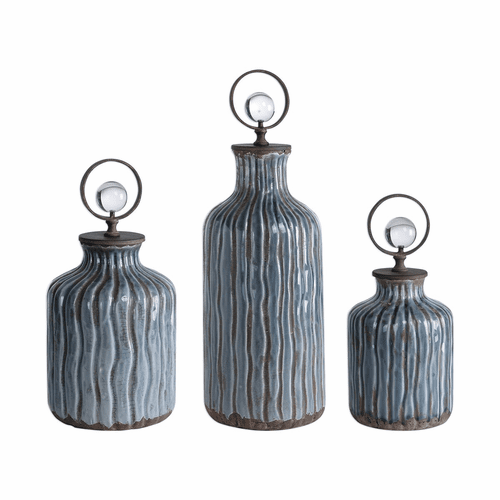 Uttermost Mathias Grey-Blue Vessels Set Of 3 - 18633
