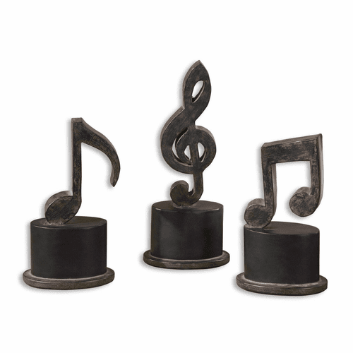 Uttermost Music Notes Metal Figurines Set Of 3 - 19280