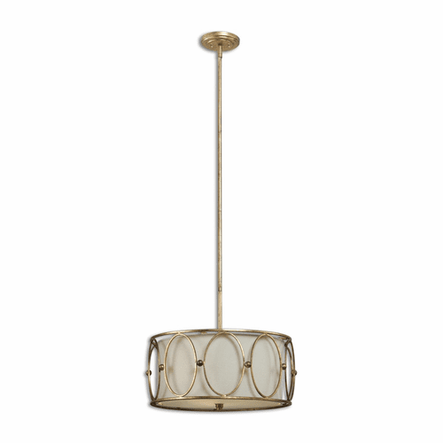 Uttermost Ovala 3-LT Gold Drum Pendant - 21955