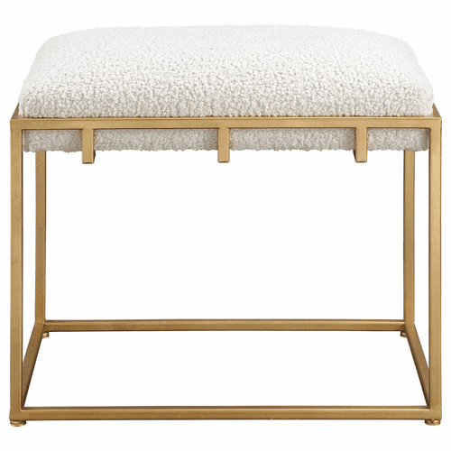 Uttermost Paradox Small Shearling Bench - Gold & White - 23663