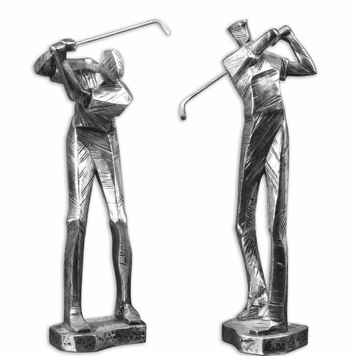 Uttermost Practice Shot Metallic Statues Set Of 2 - 19675