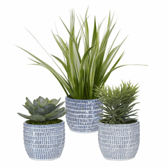 Uttermost Puebla Greenery Pots Set Of 4 - Blue & White - 60192