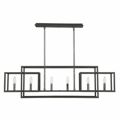 Uttermost Quadrangle Rectangular Chandeliers - Black & Polished Nickel - 21339