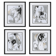 Uttermost Tangled Threads Abstract Framed Prints (Set Of 4) - 41419