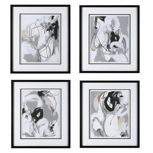 Uttermost Tangled Threads Abstract Framed Prints (Set Of 4) - 41419