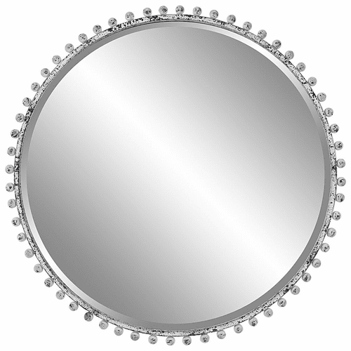 Uttermost Taza Aged White Round Mirror - 09770